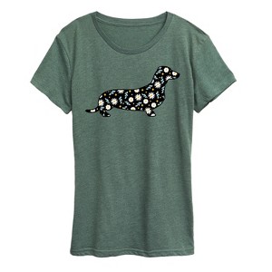 Women's - Instant Message - Daisy Fill Dachshund Short Sleeve Graphic T-Shirt - 1 of 4
