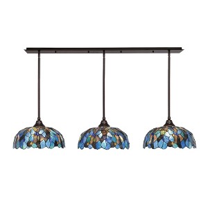 Toltec Lighting Any 3 - Light Chandelier in  Dark Granite with 16" Blue Mosaic Art Glass Shade - 1 of 1