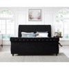 Roundhill Furniture Evora Velvet Upholstered Crystal Button Tufted Sleigh Bed, Black - 2 of 4