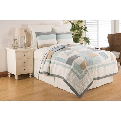 Twin White Cotton Reversible Nautical Sham Set