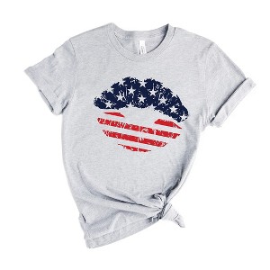 Simply Sage Market Women's Flag Lips Short Sleeve Graphic Tee - 1 of 4