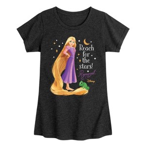 Girls' - Disney Princess - Rapunzel and Pascal Reach For The Stars Fitted Short Sleeve Graphic T-Shirt - 1 of 4