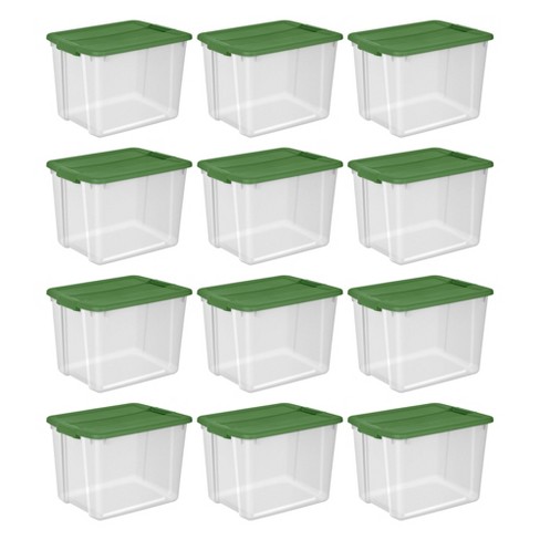 Sterilite 64 qt Latching Plastic Holiday Storage Bin Clear Container, (12 Pack)