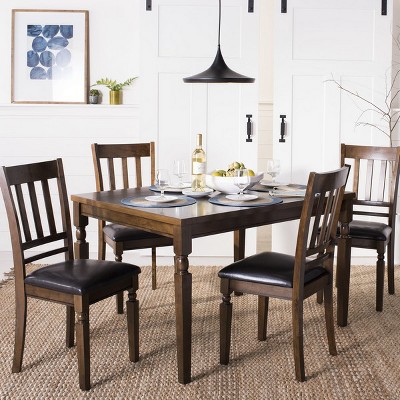 Transitional Kodiak 5-Piece Light Oak Dining Set with Cushioned Chairs