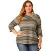 Agnes Orinda Women's Plus Size Comfy Knit 3/4 Sleeve V Neck Stripe Boho Casual Blouse - 4 of 4