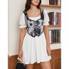 Women's Vintage Floral Corset Lace-Up Fishbone Print Vest Pirate Costume - 4 of 4