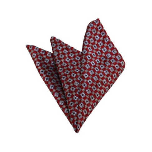 Men's Gray And Red Geometric Woven 10 Inch X 10 Inch Pocket Squares ...