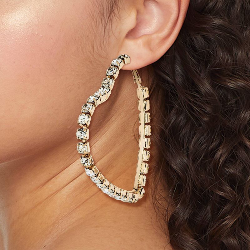 Crystal Heart Cubic Zirconia Hoop Earrings - Wild Fable&#8482; Gold, 3 of 5