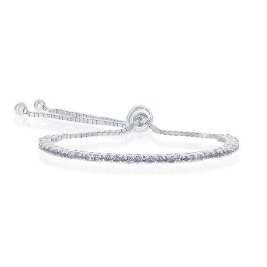Bella Silver Sterling Silver 2MM Lavender CZ 'June Birthstone' Tennis Adjustable Bolo Bracelet - Purple - 1 of 2