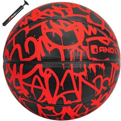 AND1 Fantom Graffiti 29.5 Rubber Basketball - Intermediate Streetball for Indoor/Outdoor Play, Size 7 Includes Pump