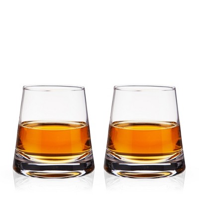 Whiskey Glasses Set of 2, Premium Hand Blown Lead-Free Double Wall Bar Clear