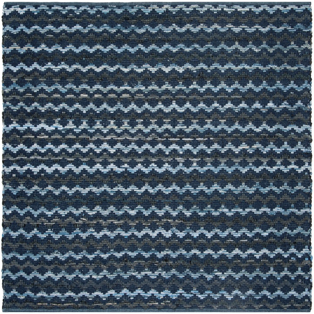 4'x4' Geometric Woven Square Area Rug Navy Blue/Black - Safavieh