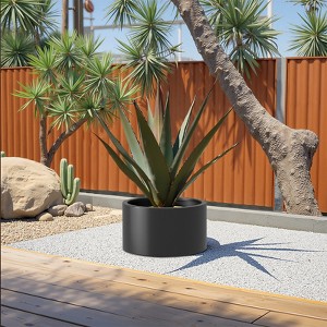 Spassway Indoor Outdoor Round Metal Planter Pot Planter Box Patio Garden Bed Black - 1 of 4