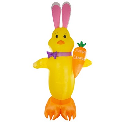 Northlight Easter 6' Inflatable Prelit Bunny Chick with Carrot Outdoor Decoration - Yellow/Orange