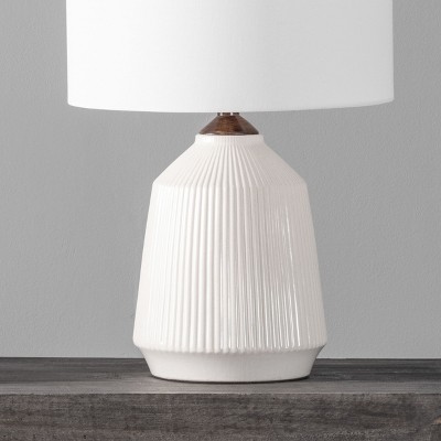 Ivory Ceramic Table Lamp with Linen Drum Shade