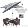 Outsunny 9FT 3 Tiers Patio Umbrella Outdoor Market Umbrella with Crank, Push Button Tilt for Deck, Backyard and Lawn, Dark Gray - 4 of 4