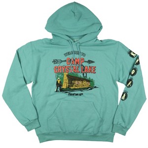 Seven Times Six Friday The 13th Men's Hoodie Welcome To Camp Crystal Lake Log Cabin Sweatshirt Green - 1 of 4