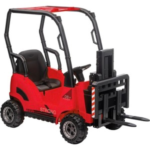 12V Kids Ride On Forklift Car with Tent, Electric Ride On Construction Car Toy for Toddles with Remote Control, 2 Speeds, Music - 1 of 4