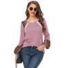 Coolmee Long Sleeve Shirts for Women Color Block Leopard Print Raglan Tops Casual Crewneck Basic Tees Fashion Fall Clothes - 3 of 4