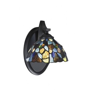 Toltec Lighting Zilo 1 - Light Sconce in  Matte Black with 7" Blue Mosaic Art Glass Shade - 1 of 1