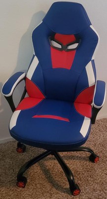 Emma And Oliver Faux Leather Ergonomic High Back Gaming Chair With  Adjustable Seat Height, Lumbar Support And Padded Arms In Red, White & Blue  : Target