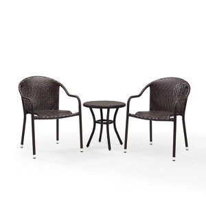 Palm Harbor 3pc Outdoor Wicker Seating Set - Brown - Crosley - 1 of 4