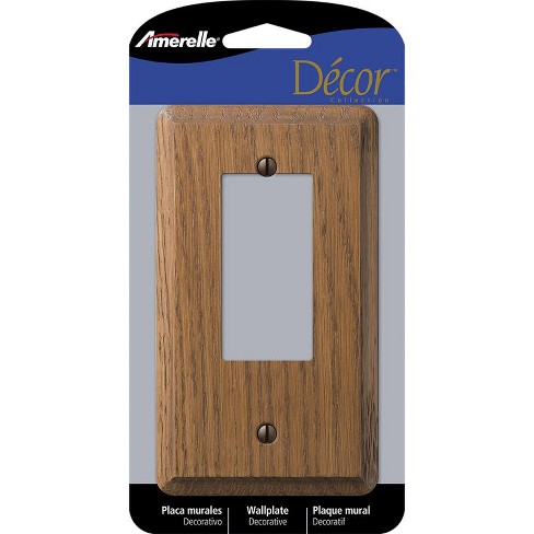 AMERELLE Country Medium Oak 1-Gang Duplex Outlet Wood Wall Plate