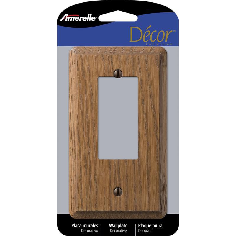 Amerelle Contemporary Brown 1 gang Oak Wood Decorator Wall Plate 1 pk, 1 of 2