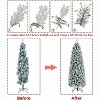 7.5 Ft Snow Flocked Artificial Christmas Tree, Pre-Lit Hinged Pine Holiday Xmas Tree With 300 LED Lights And Metal Stand, Slim Xmas Tree For Home Off - 4 of 4