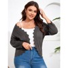 Coolmee Women's Plus Size 3/4 Sleeve Cardigan Lightweight Casual Open-Front Cropped Shrug Sweaters for Women - 3 of 4