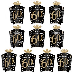 Big Dot of Happiness Adult 60th Birthday - Gold - Table Decorations - Birthday Party Fold and Flare Centerpieces - 10 Count - 1 of 4