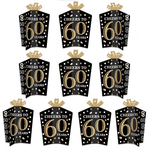 Big Dot Of Happiness Adult 60th Birthday - Gold - Table Decorations - Birthday  Party Fold And Flare Centerpieces - 10 Count : Target