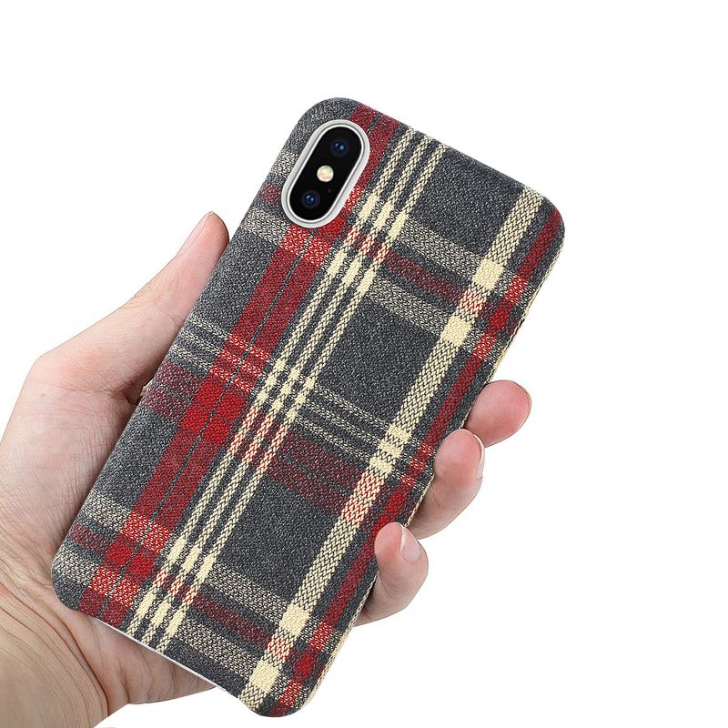 Reiko iPhone X/iPhone XS Checked Fabric Case in Red, 3 of 5