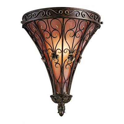 Marchesa Classic Terrene Bronze Wall Sconce with Piastra Glass Shade