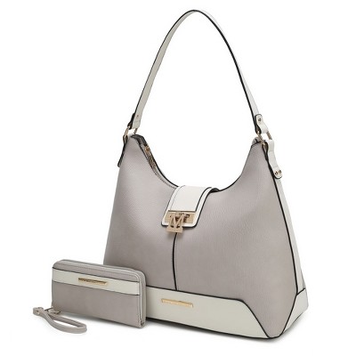 MKF Collection Graciela Women's Color Block Hobo Bag with Wallet by Mia K- Light Grey