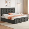Full/ Queen/ King Size Bed Frame, Upholstered Bed Frame With And 4 Storage Drawers,Button Tufted Design,Wooden Slats Support, No Box Springs Needed - 2 of 4