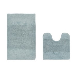 Granada 2 Piece Bath Rug Set 100% Premium Cotton Tufted Non-Slip Backing Bathmats for Bathroom, Super Soft Absorbent, Machine Washable - 1 of 4