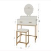 AZL1 Life Concept Vanity Table with Mirror and Stool Equipped with Storage Drawers Space-Saving Design for Bedrooms, White, 35.82"*22.83"*8.46" - 4 of 4