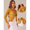 INSPIRE CHIC Women's Tie Front Ruffled Hem Floral Lace Sheer Crop Bolero Shrug - 2 of 4