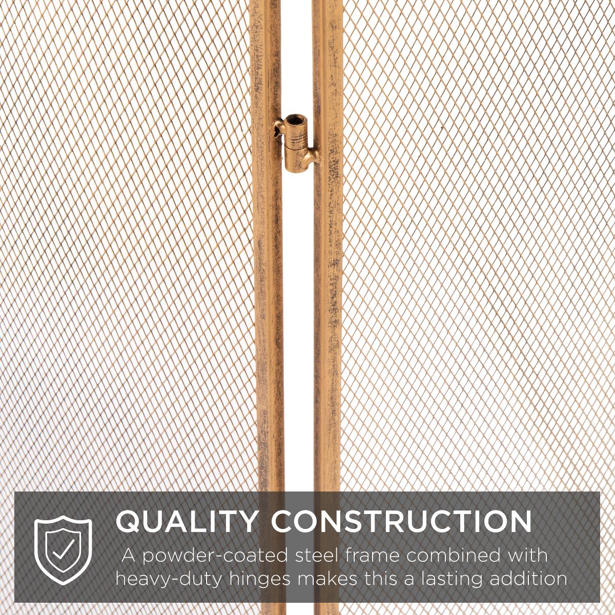 Best Choice Products 47.5x27.25in 3-Panel Steel Mesh Fireplace Screen, Spark Guard w/ Rustic Worn Finish - Black - thumbnail 4