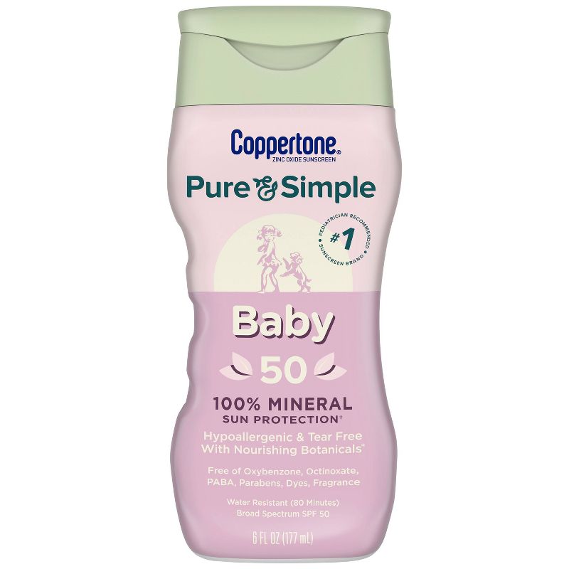 Coppertone Pure &#38; Simple Baby Mineral Sunscreen - SPF 50 - 6 fl oz, 1 of 18