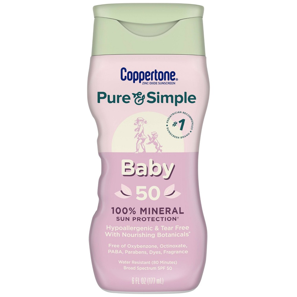 Photos - Cream / Lotion Coppertone Pure & Simple Baby Mineral Sunscreen - SPF 50 - 6 fl oz