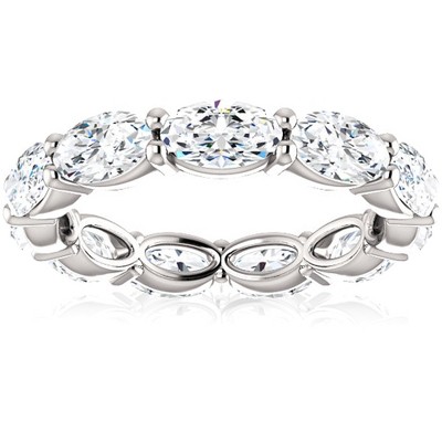 Pompeii3 4 Ct Oval Moissanite Eternity Ring 14k White Gold
