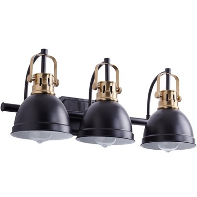 Dewdrop Industrial Black and Bronze 3-Light Bowl Shape Bathroom Vanity Lamp