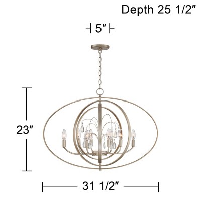 Champagne Satin Silver Crystal Orb 8-Light Chandelier