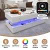 Buenhomino 47in High Glossy LED Coffee Table,Modern Coffee Tables with Marbling Print, Modern  Double-Layer Center Tables w/LED Lights for Living Room - 3 of 4