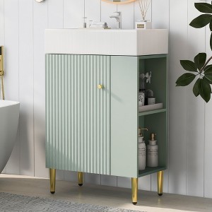 Whisen Bathroom Storage Cabinet Bathroom Vanity with Ceramic Sink and Right Side Storage - 1 of 4