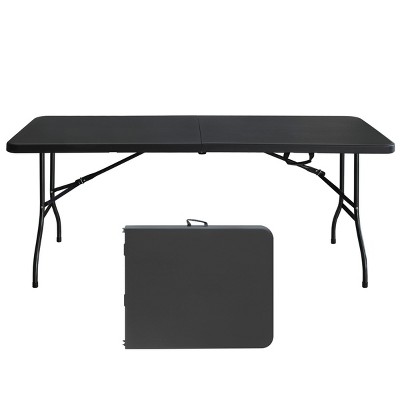 Syemin Folding Tables 6ft Portable Plastic Table, High Load Bearing Foldable Table, Indoor Outdoor Camping Fishing Table , Black, 72.8"*30"*29"