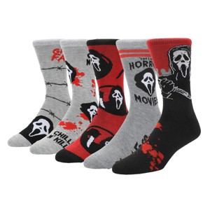 Ghostface You Like Horror Movies? Character Art And Icons Men's 5-Pack Casual Crew Socks - 1 of 4