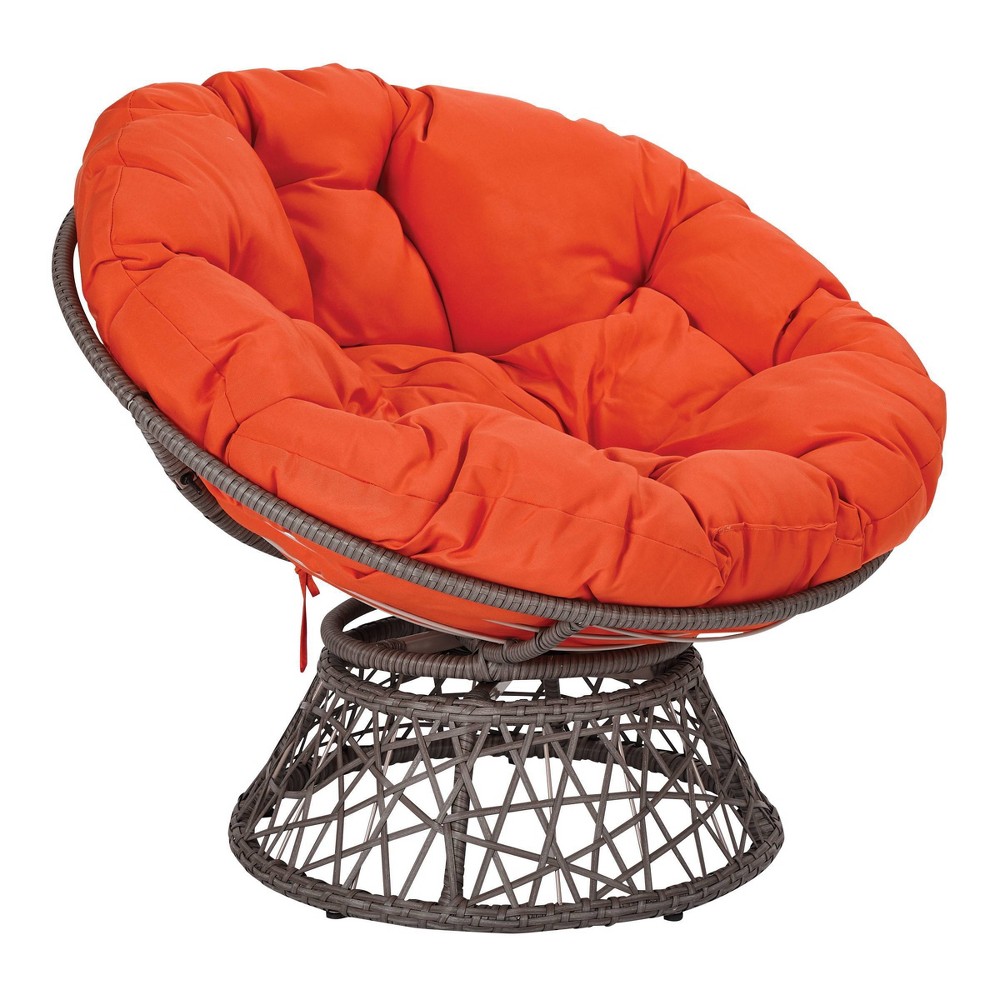 Papasan Chair 360 Degree Swivel Base Great For Homes Dorms Apartments Orange